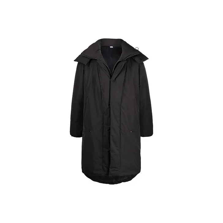Y 3 FW21 Solid Color Hooded Mid Length Down Jacket Men's Black-0