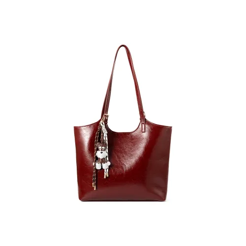Vigno Synthetic Leather Shopping Bag, One Shoulder ALM tote Bag Women's Red