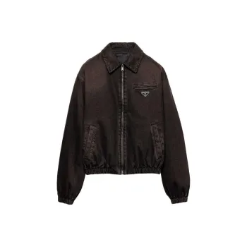 PRADA Zip Up Padded Denim Bomber Jacket