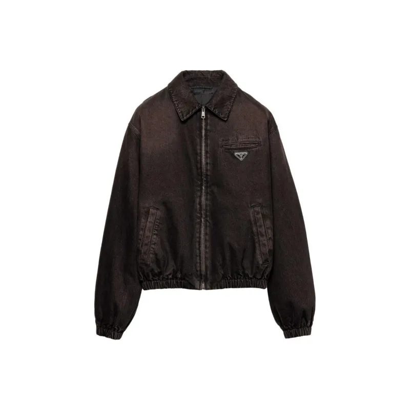 PRADA Zip Up Padded Denim Bomber Jacket-0