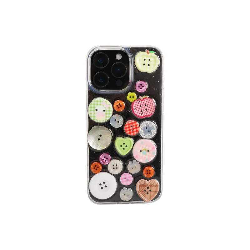 Sopi Acrylic Material Transparent Glue Drip Button Phone Cases Compatible With IPhone 16/15 Pro Max/Apple 13/14 Pro/Max-1