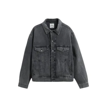 ZARA Denim Jackets Men Gray