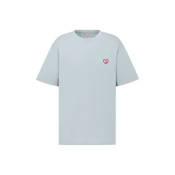 DIOR Letter Logo Emblem Crew Neck Loose Fit Short Sleeved T Shirt T Shirt Men's Blue