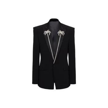 BALMAIN Palm Tree embroidered Single breasted Blazer