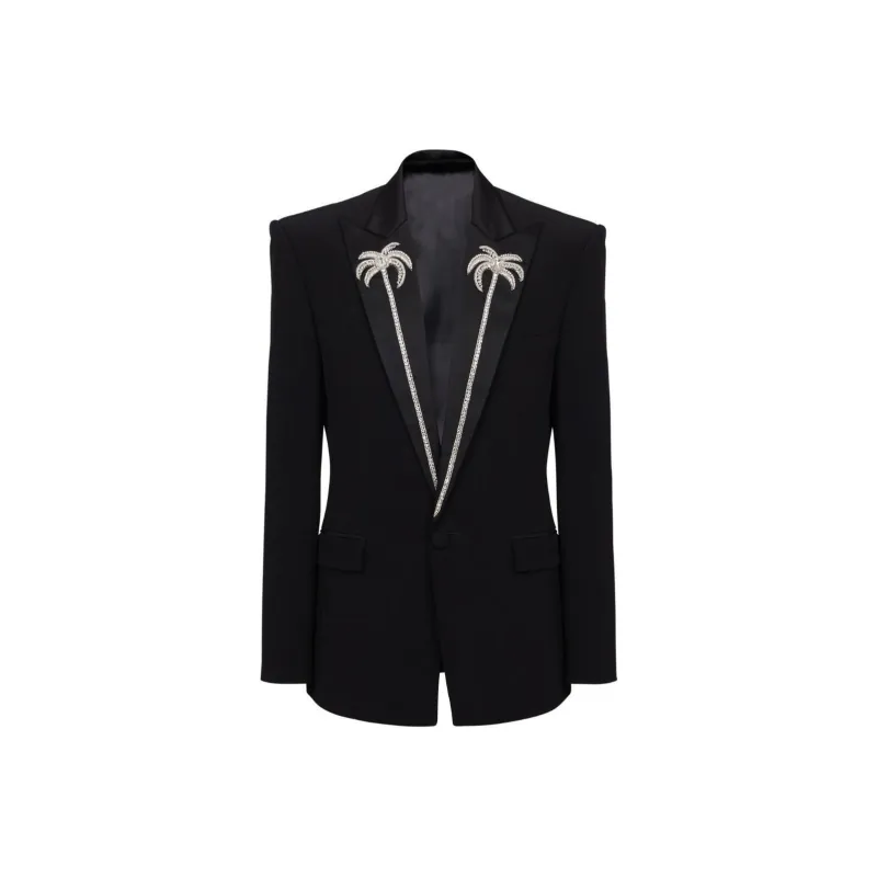 BALMAIN Palm Tree embroidered Single breasted Blazer-0