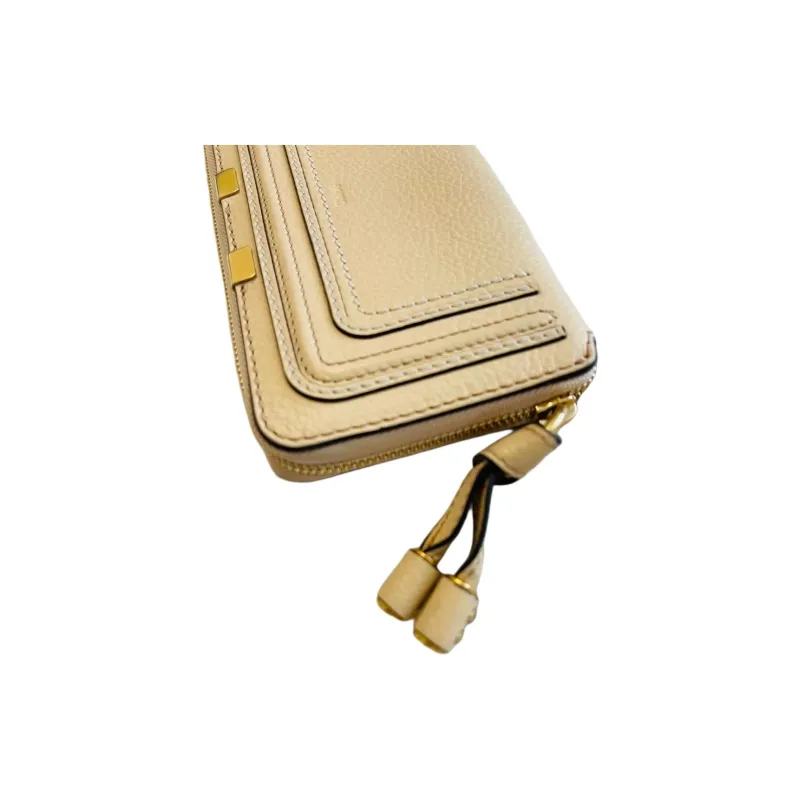 Chloe Marcie Grain Calfskin Wallet Women's Beige-4