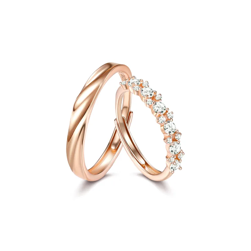 Disney Mickey Series 925 Sterling Silver Rings Unisex Rose Gold-0
