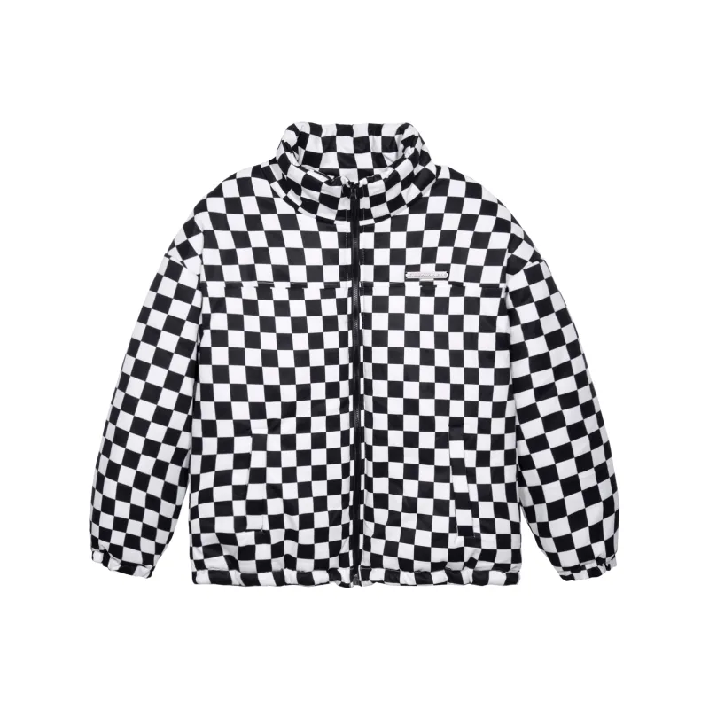 KILLWINNER Plaid Stand Collar Loose Fit Thickened Puffer Jacket Unisex-0
