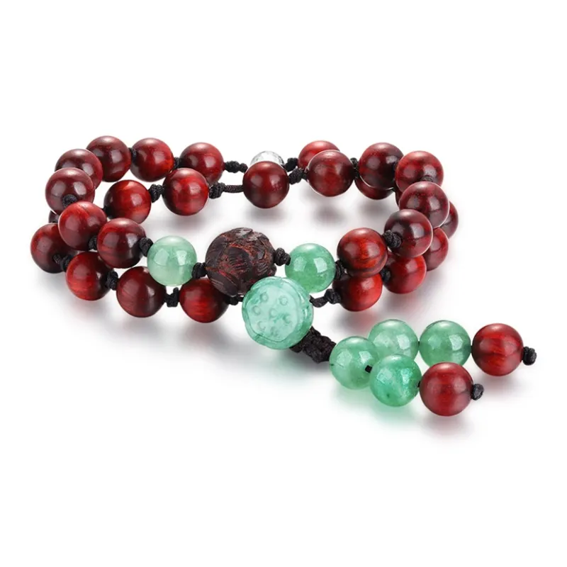 Yeon yun Jewelry Small Leaf Red Sandalwood Wooden Bracelets Unisex-0