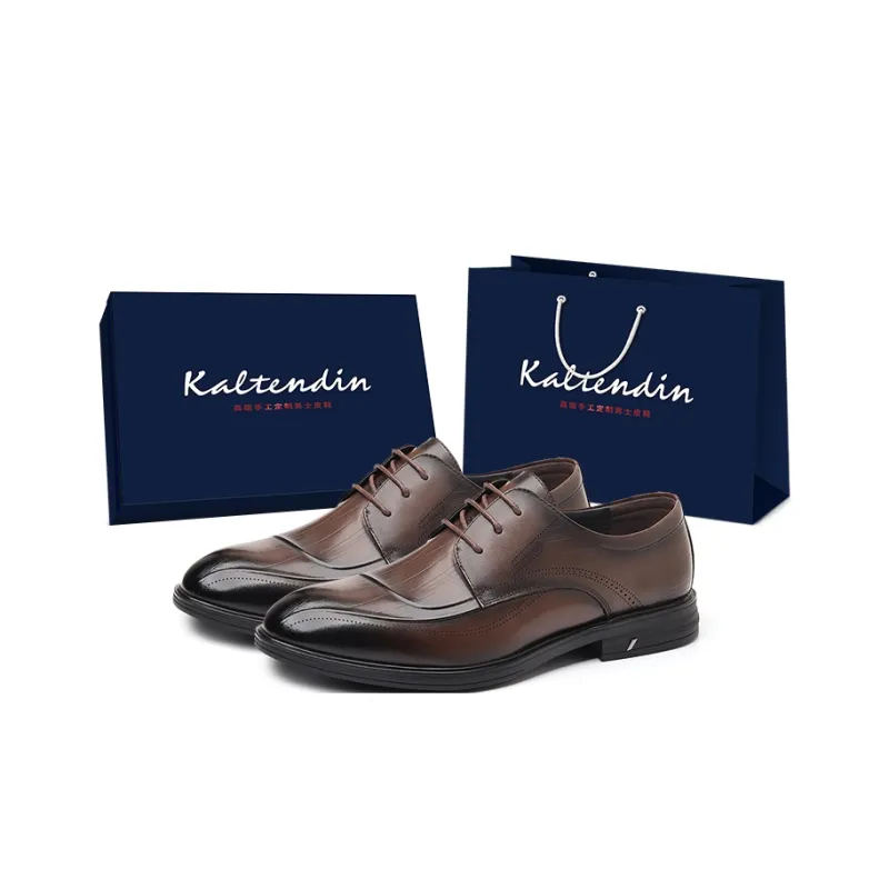 Kaltendin Dress Shoes Men Low Top Black-6