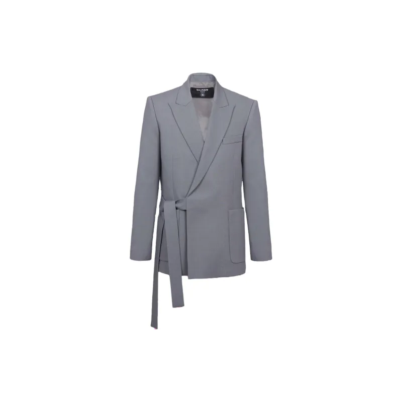 BALMAIN Double crepe Side belt Blazer-0