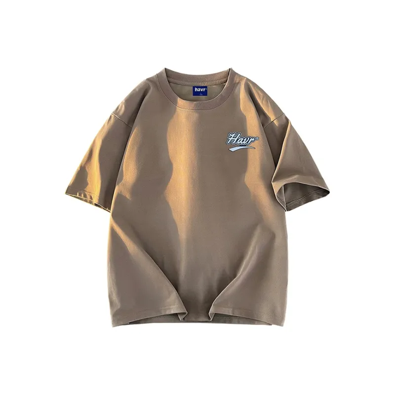 HAVR 100% Cotton Loose Fit Casual Comfortable Versatile Breathable Pullover Crew Neck Short Sleeved T Shirts Unisex-8