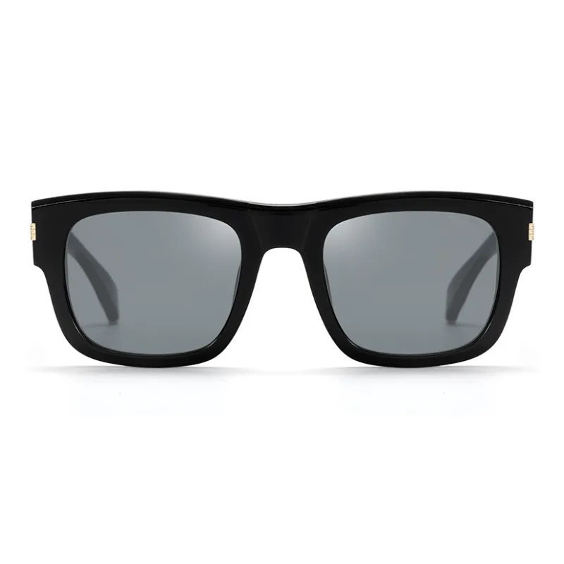 Police Plate Frame Square Sunglasses Unisex Black-2