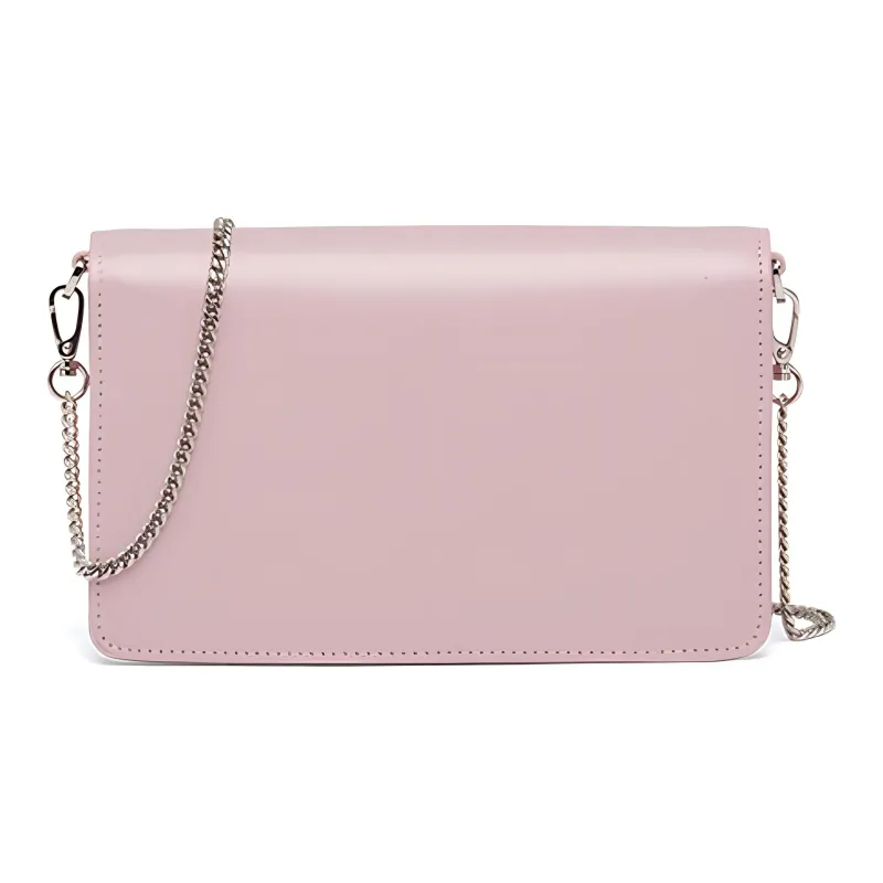 PRADA Shiny Leather Shoulder Bag Crossbody Bag Chain Bag Clutch Women's Snow Pink-2