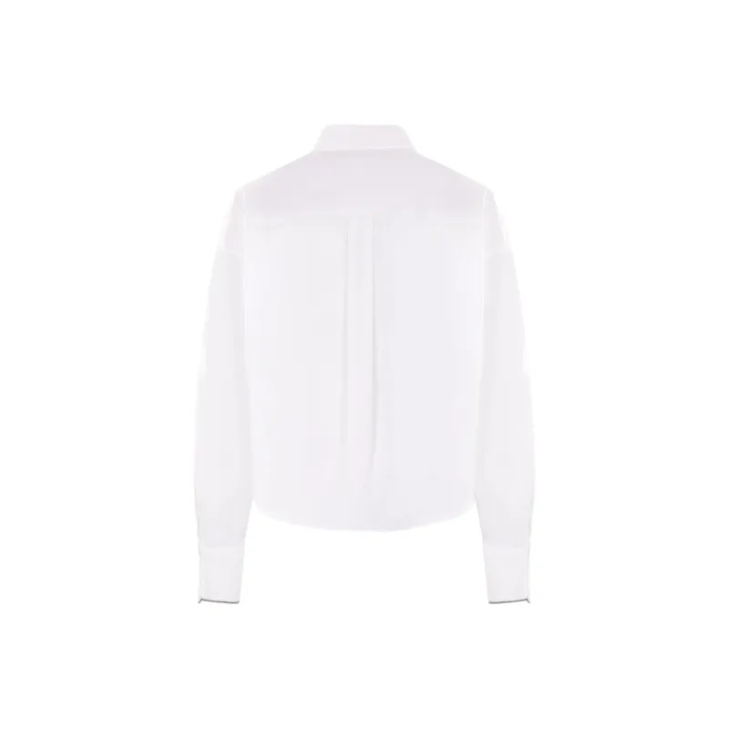 Brunello Cucinelli Shiny Cuff Stretched Poplin Shirt-1