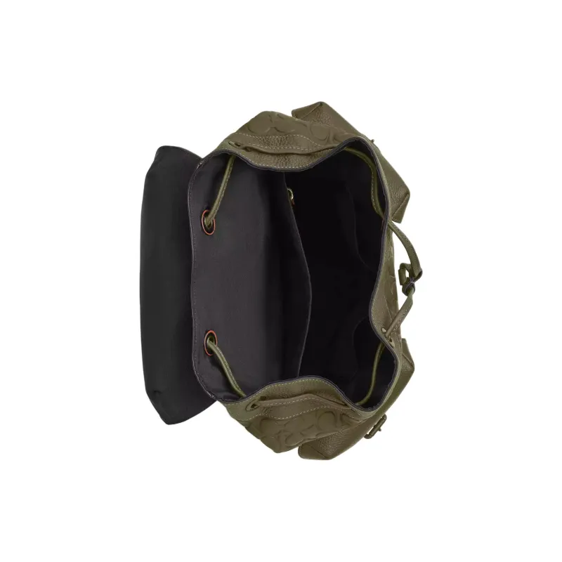 COACH WARNER Calfskin Backpack Tubas Men's Army Green-2