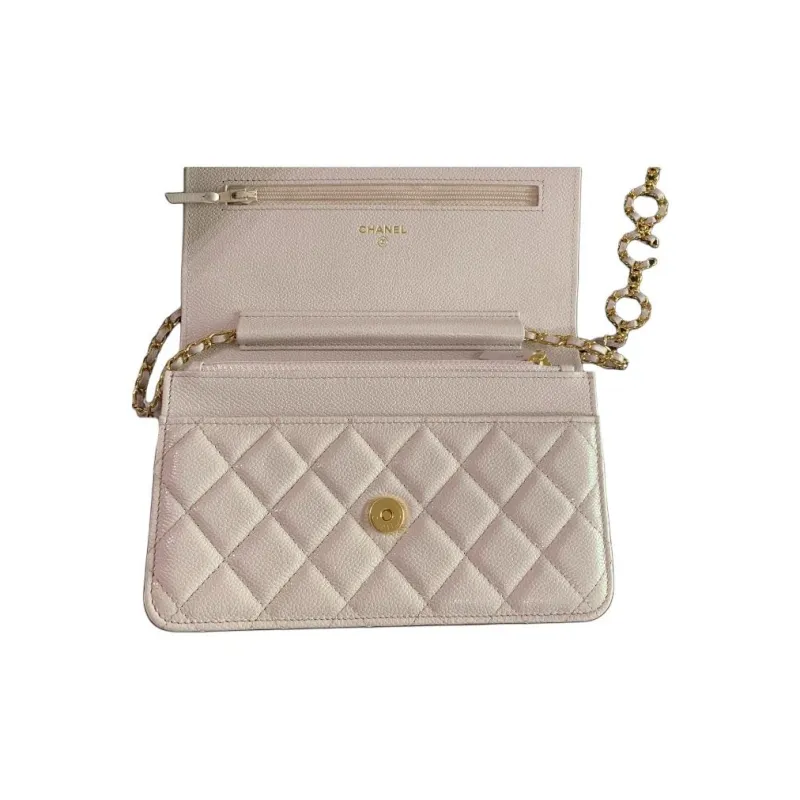 CHANEL Cow Leather Shoulder Bag, Crossbody Bag Women's Light Purple-2