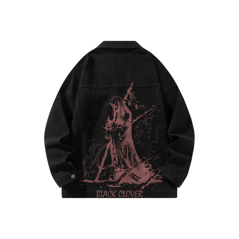 BLACK CLOVER Grim Reaper Motifs Unisex Denim Jacket-4