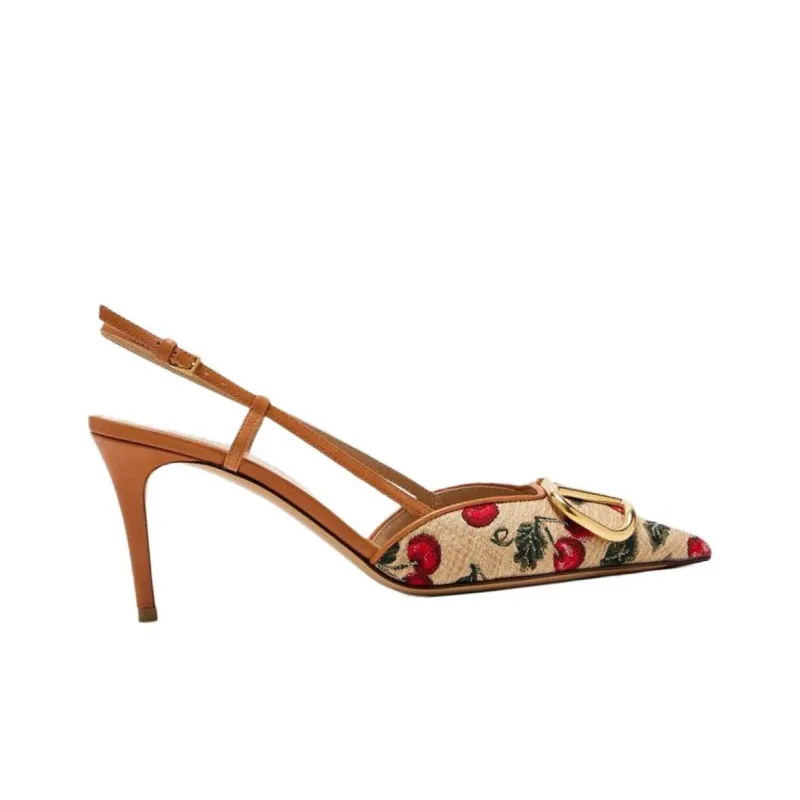 Valentino Vlogo Slim Heel High Heels 8cm Women's Beige-1