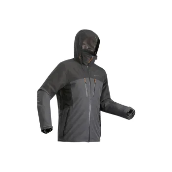 DECATHLON Water-Resistant Windproof Wear-Resistant Warm Windbreaker Jacket Men's Carbon Gray/Black