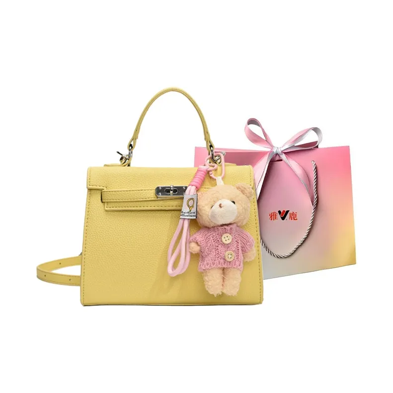 Yalu PU Handbag Regular Women's Black/Yellow/Blue-6