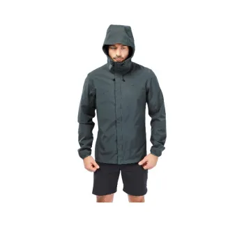 DECATHLON Water-Resistant Windbreaker Jacket Men's Dark Gray Green