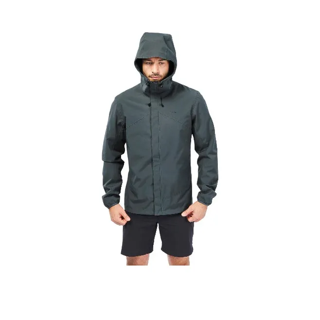 DECATHLON Water-Resistant Windbreaker Jacket Men's Dark Gray Green-0