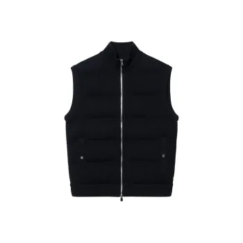 HUGO BOSS Regular Fit Gilet In A Ribbed Cotton Blend Vest Men's Black
