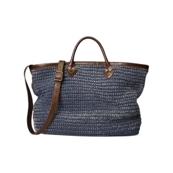 Polo Ralph Lauren Jute Tote Bag, Shopping Bag, Shoulder Bag, Handbag Men's Indigo & Brown