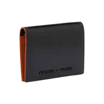PRADA Cow Leather Card Holder Wallet Regular Unisex Black