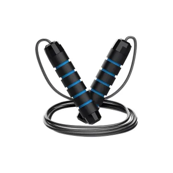 SuperFire Student Supply Non Countable Jump Ropes Unisex TPU+Steel Wire Cord, Sponge+Plastic Controller 2.8m Black Blue