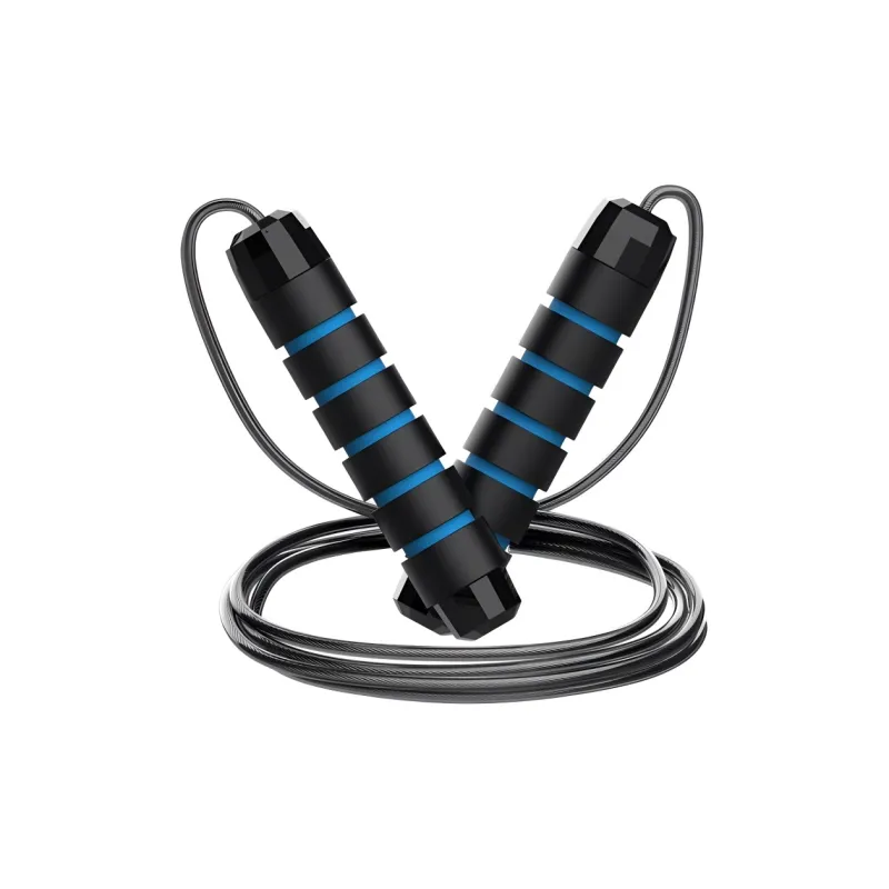 SuperFire Student Supply Non Countable Jump Ropes Unisex TPU+Steel Wire Cord, Sponge+Plastic Controller 2.8m Black Blue-0