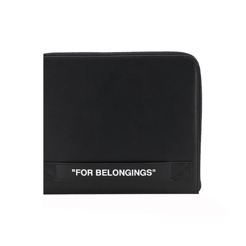 OFF WHITE Cow Leather Coin Purse Men's Black-4