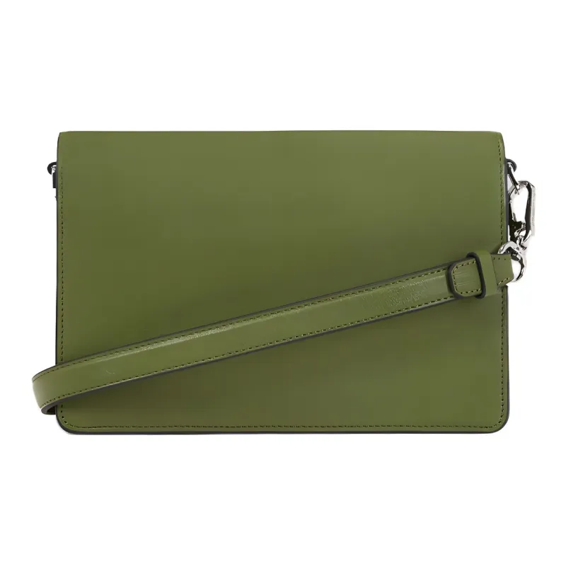 KARL LAGERFELD Cow Leather Crossbody Bag Shoulder Bag Medium Size Women's Olive Green-1