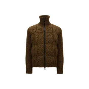 Moncler Wool Short Down Jacket Down Jacket Men's Brown