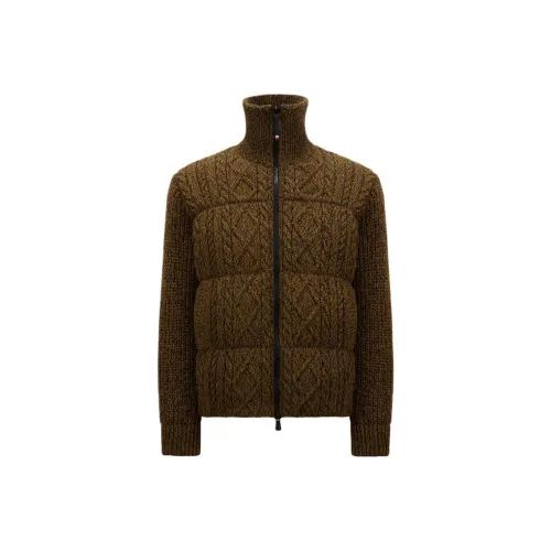 Moncler Wool Short Down Jacket Down Jacket Men's Brown