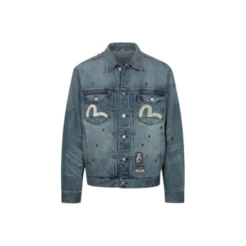 EVISU Denim Jackets Men Denim Blue