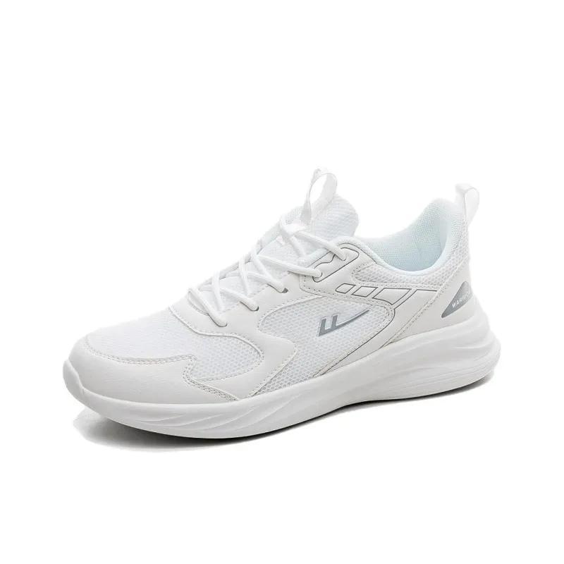 Warrior Anti Slip And Wear Resistant Height Increasing Low Top Casual Running Shoes Unisex White-1