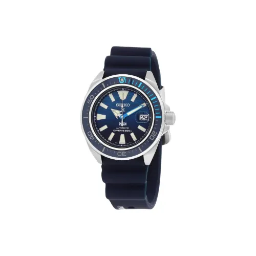 SEIKO Automatic Mechanical Movement Silicone Strap Watch 43.8mm Men's Watches Blue Dial