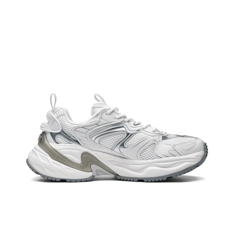 Kappa Back to Back Anti Slip Wear Resistant Low Top Chunky Sneakers Unisex White Silver-1