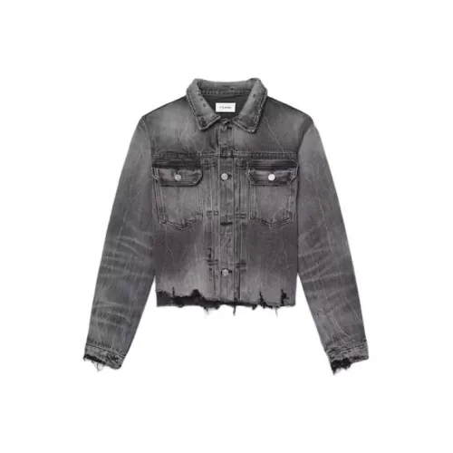 check-print Vintage Distressed Denim suede