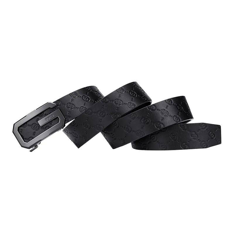POLO Cow Leather Belts Men's Electrophoresis Black Width 3.5cm-17