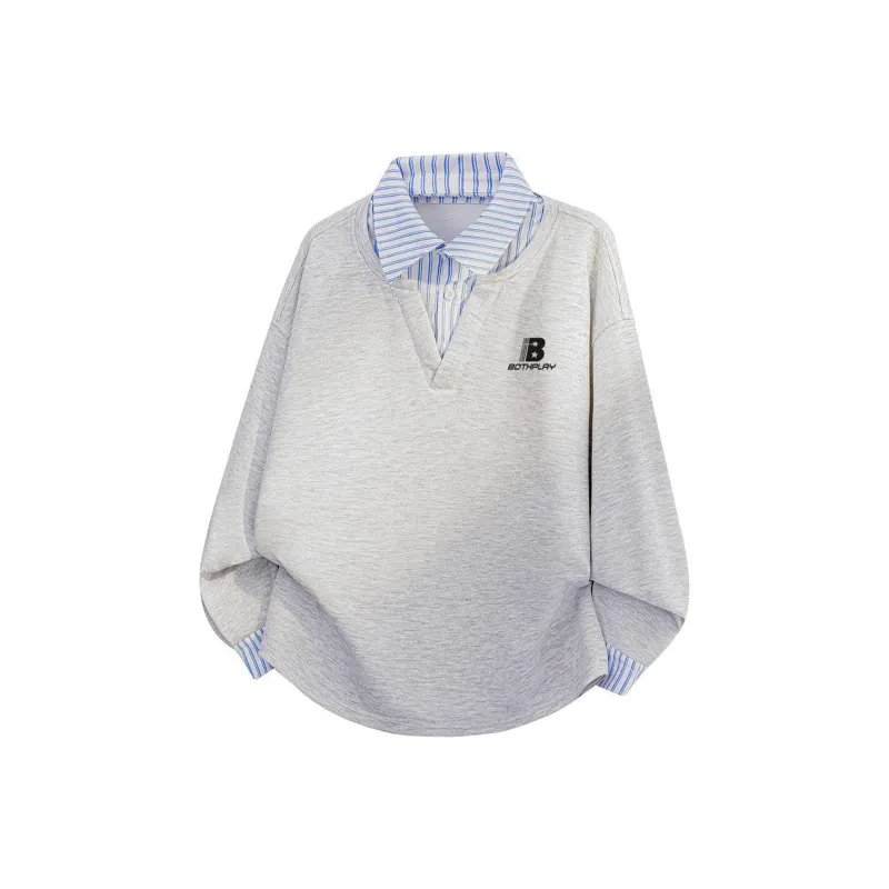 BOTH PLAY Sweatshirt Unisex Light Gray-2