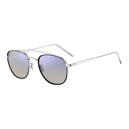 CARTIER Titanium Irregular Shape Sunglasses Women's Silver