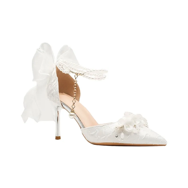 NTOZE Slim Heel High Heels Women's White-1