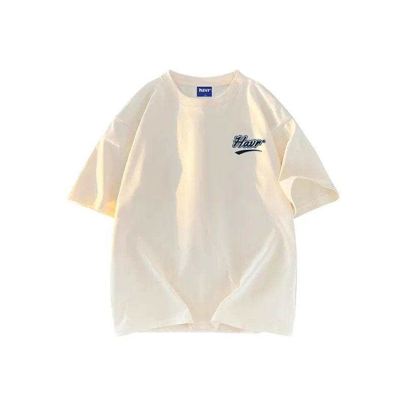 HAVR 100% Cotton Loose Fit Casual Comfortable Versatile Breathable Pullover Crew Neck Short Sleeved T Shirts Unisex-6