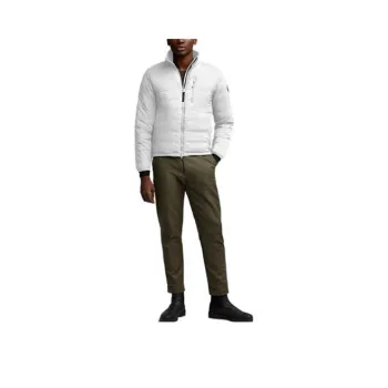 Canada Goose Lodge Series Solid Color Stand Collar Without Hood Thickened Down Jacket Men's Polaris White