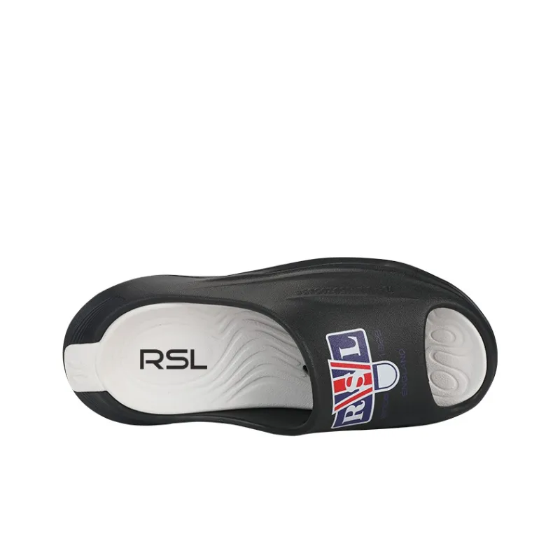 RSL Slip Resistant Abrasion Resistant Cushioning Slide Slippers Unisex Black White-4