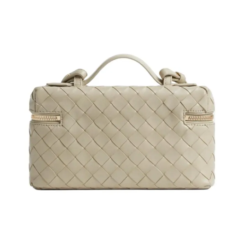 Bottega Veneta Cow Leather Makeup Bag Women's Beige-1