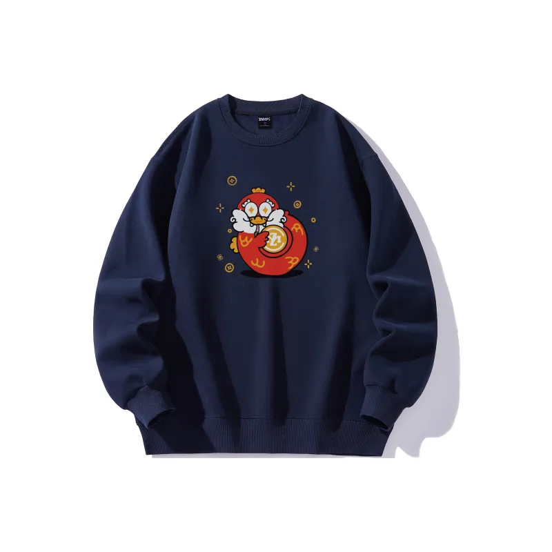 ZMOH Fleece Lined Crew Neck Sweatshirt Unisex-3